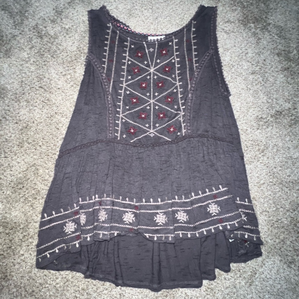 Knox Rose Purple Embroidered Tank Top